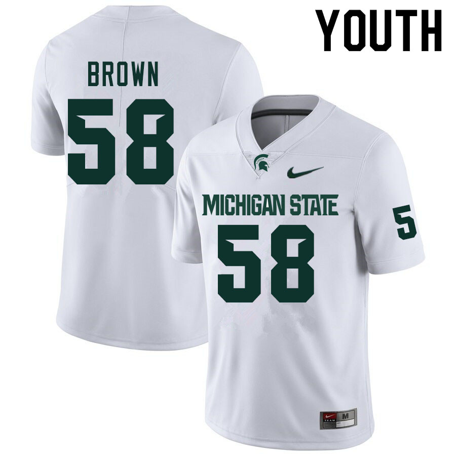 Youth #58 Spencer Brown Michigan State Spartans College Football Jerseys Sale-White